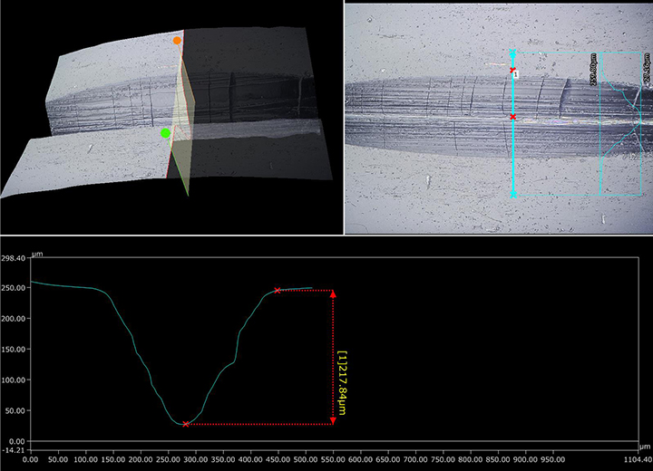 동축 낙사 조명+HDR(300×)+3D 표시·프로파일 측정